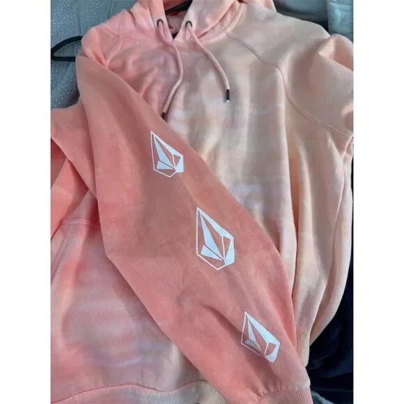 Volcom Women's Orange Iconic Stone Pullover Hoodie Size L *Rare* - Picture 3 of 8